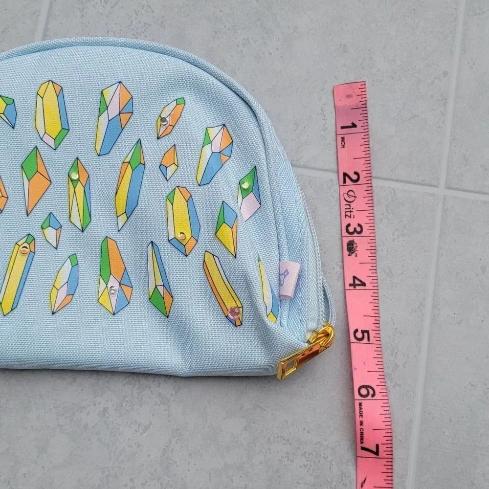 More Than Magic Multicolor Diamond Silicone Zipper Pencil Case Pouch 5 in X 9 in